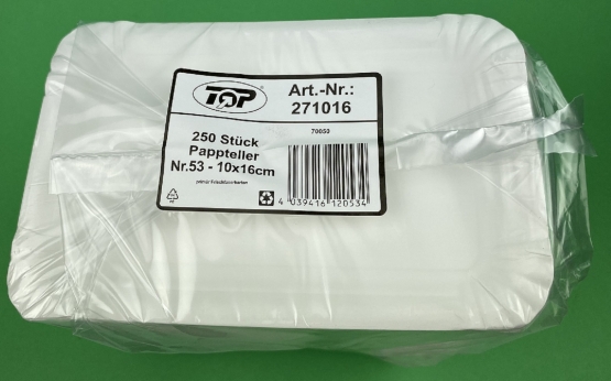 Pappteller 100 x 160 mm flach 250 Stück