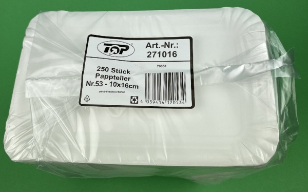 Pappteller 100 x 160 mm flach 250 Stück
